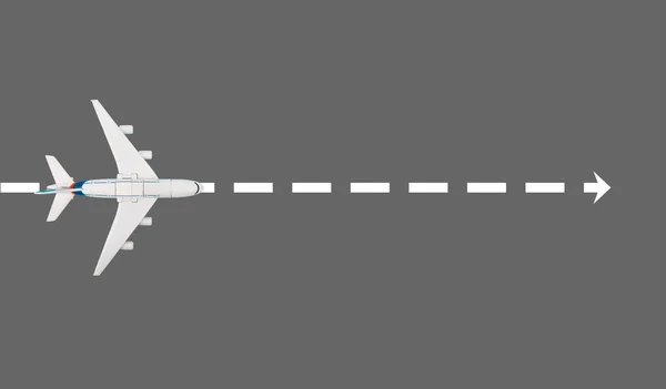 Conceptual Toy Plane White Arrow Isolated Grey Background — Stockfoto