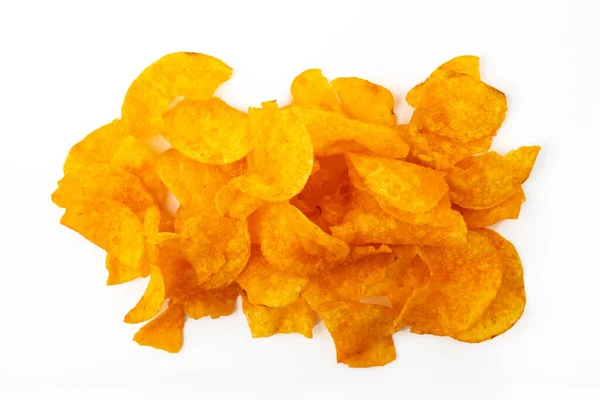 Crunchy Potato Chips Isolerad Över Vit Bakgrund — Stockfoto