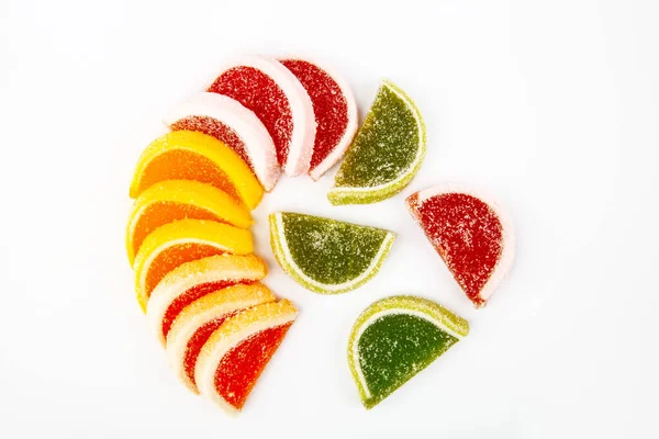 Gelée Colorée Fruits Isolés Sur Fond Blanc — Photo