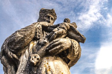 St.John Nepomuk ayında Limburg an der Lahn Hesse, Almanya eski Lahn köprüde heykeli
