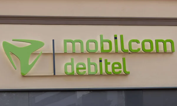 Giessen Németország 2021 Mobilcom Debitel Felirat Egy Bevásárlóközpont Homlokzatán Giessen — Stock Fotó