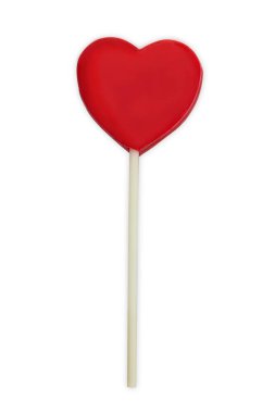 Renkli kırmızı kalp şekli Lolipop parlak arkaplan üzerinde izole
