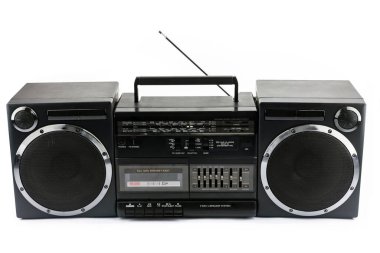 Vintage Teyp Oynatıcı - Radyosu beyaz arkaplanda izole edilmiş Boom Box