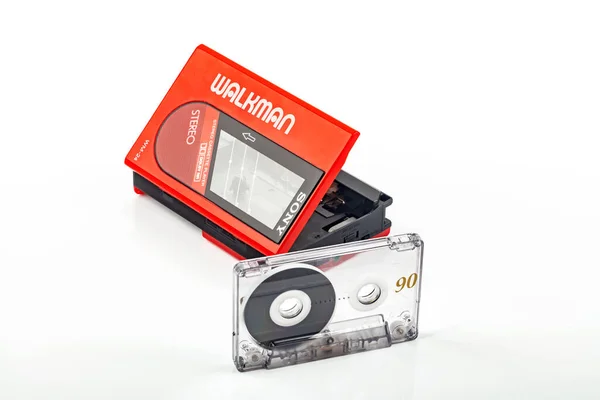 Wetzlar Germany 2022 Beautiful Red Vintage Sony Walkman Audio Tape — Stockfoto