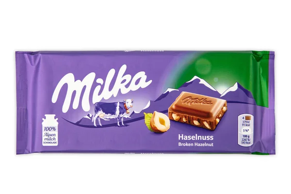 Wetzlar Germany 2022 Hazelnut Milka Chocolate Bar White Background Milka — Foto Stock