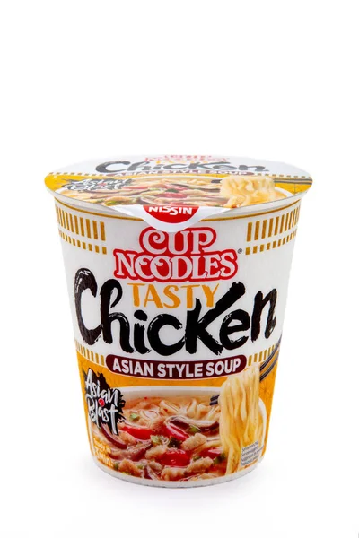 Wetzlar Germany 2022 Tasty Nissin Chicken Cup Noodles Asia Style — Zdjęcie stockowe