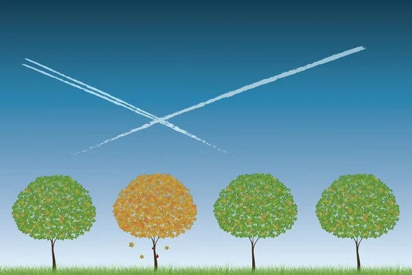 Natuur achtergrond met bomen — Stockvector