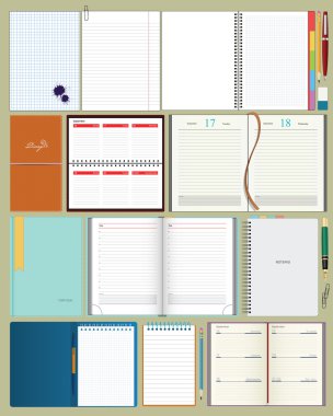 collection of vector notebooks clipart