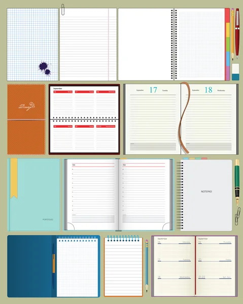 Collection of vector notebooks — Stock Vector