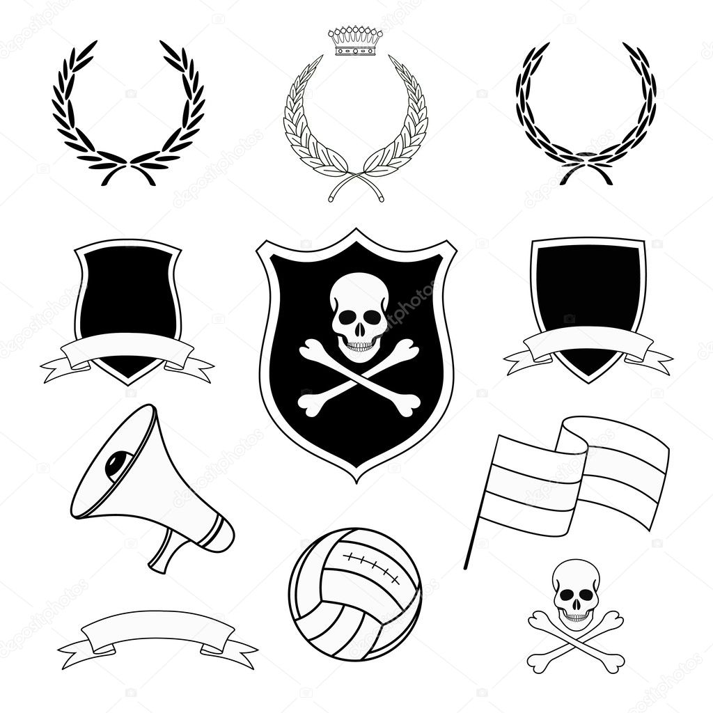 set of vector football elements for stickers