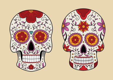 Vektör çizim set kafatasları Meksika geleneğinde