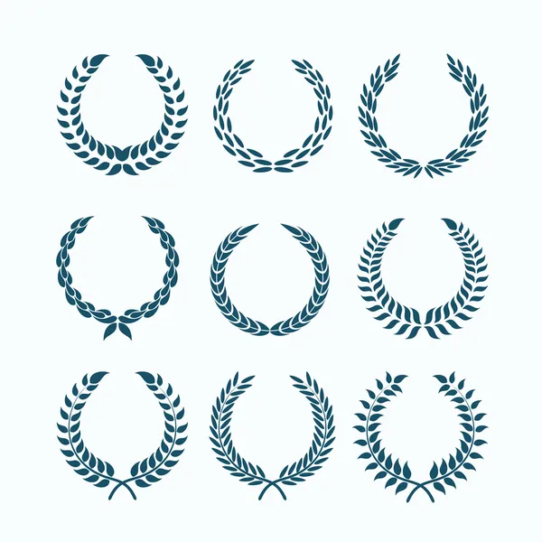 Conjunto de coronas de laurel — Vector de stock