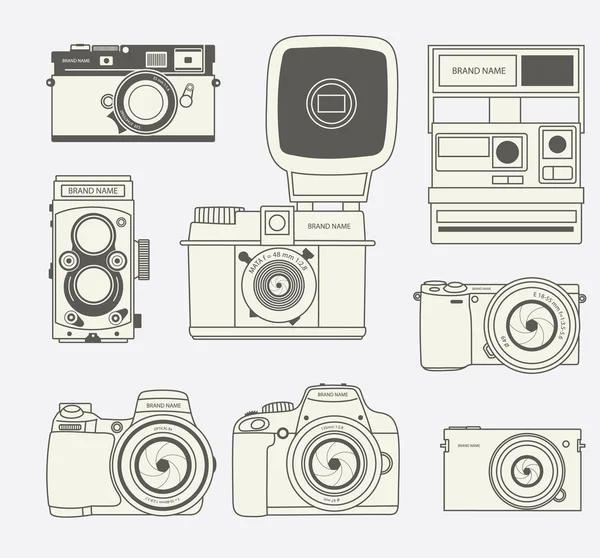 Conjunto de cámaras de fotos — Vector de stock