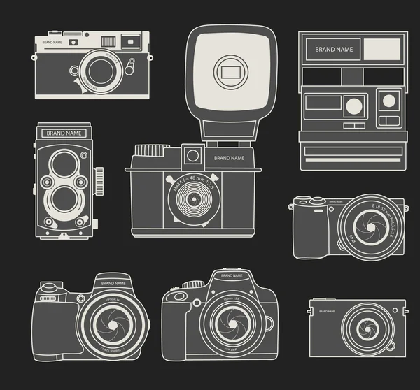 Ensemble de caméras photo — Image vectorielle
