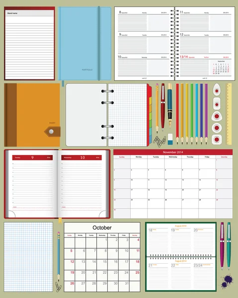 Colección de cuadernos — Vector de stock