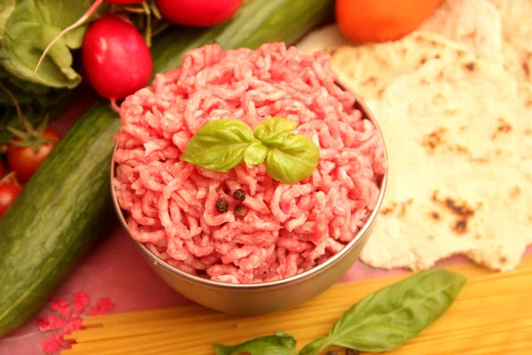 Fresh Raw Meat Bowl — Stock Photo, Image