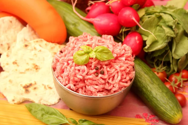 Fresh Raw Meat Bowl — Stock Photo, Image