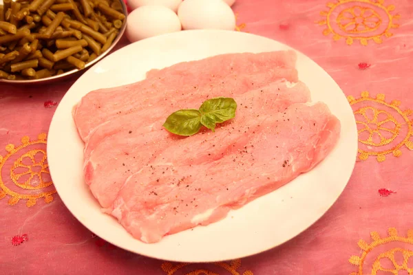 Carne Maiale Cruda Fresca Piatto — Foto Stock