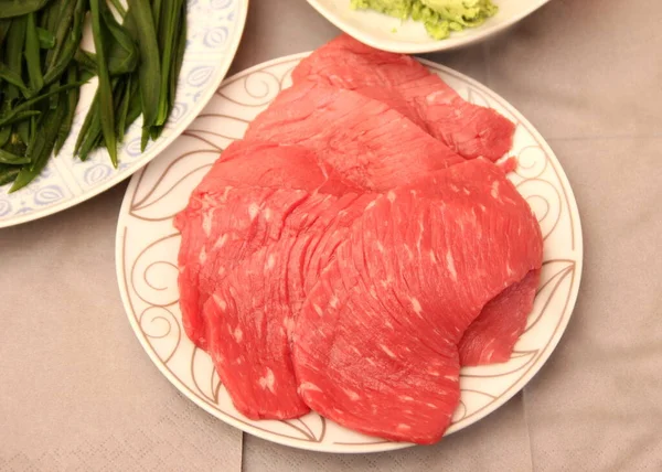 Fresh Raw Steaks Plate — Stock Photo, Image