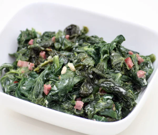 Fresh Spinach Meat Bowl — Stock Photo, Image