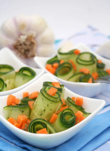 Fresh Salad Cucumber Carrots — Stock Photo, Image