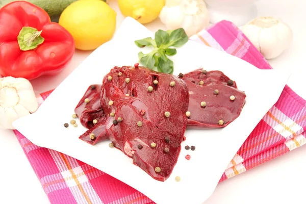 Fresh Raw Liver Plate — Stock Photo, Image