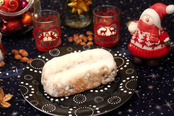 Pastel Casero Navidad Harina Trigo Pasas — Foto de Stock