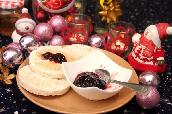 Postre Gofres Arroz Con Mermelada — Foto de Stock