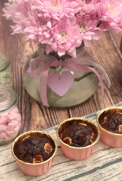 Házi Csokoládé Cupcakes — Stock Fotó