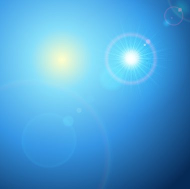 Güneş ile lens flare ve gökyüzü vektör arka plan eps 10