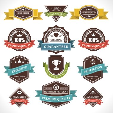 Vintage etiketleri ve şerit kümesi. vektör tasarım öğeleri.