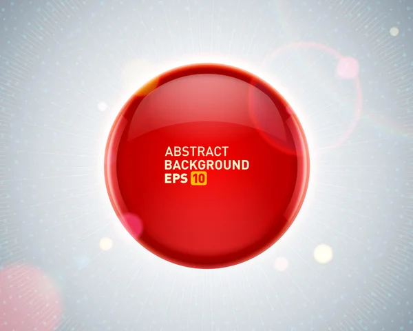 Abstract glossy red sphere and lens flare vector background. Eps 10. — Stock Vector