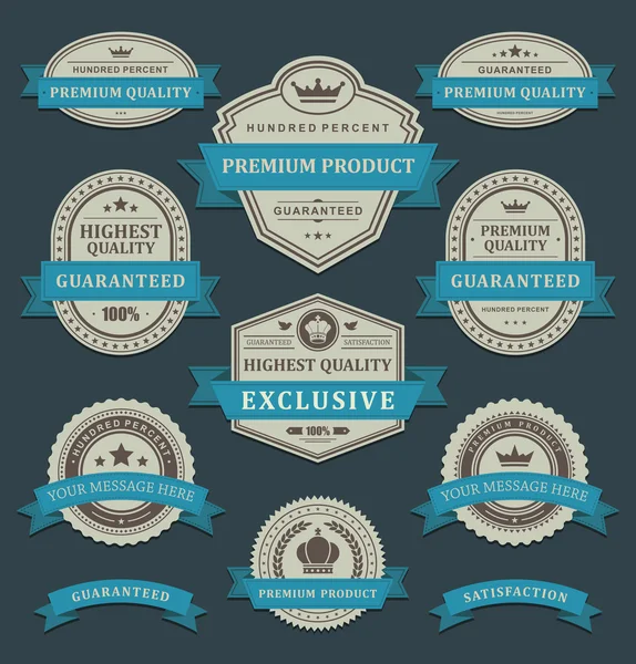 Vintage labels and ribbons retro style set. Vector design elements. — Stock Vector