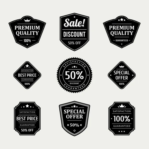 Vintage labels or badges retro style set. Vector design elements. — Stock Vector