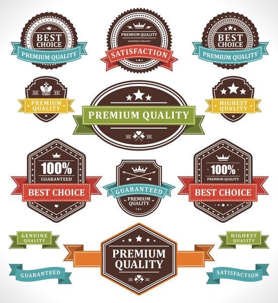 Vintage labels and ribbons set. Vector design elements.