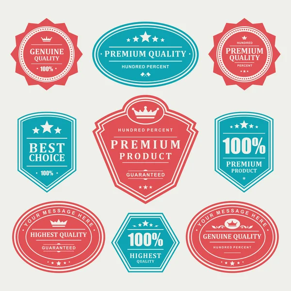 Vintage labels or badges and ribbon retro style set. Vector design elements. Stock Vector Image