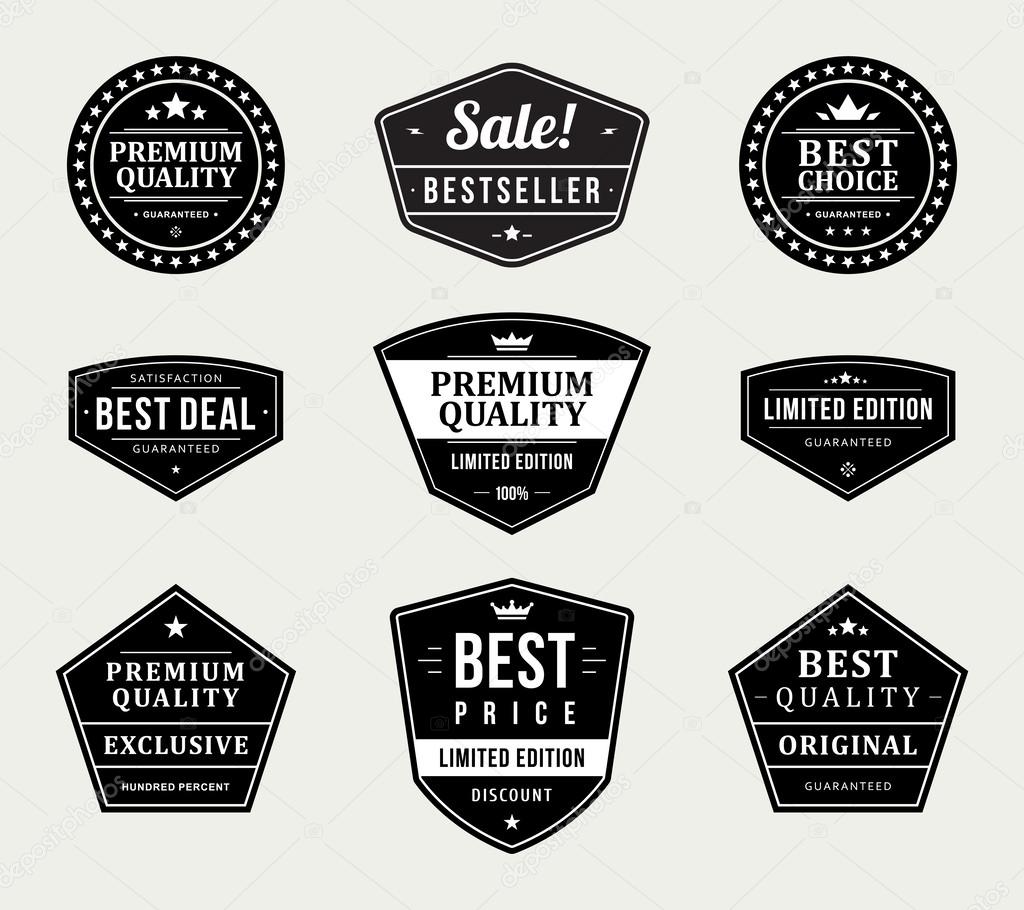 Vintage labels or badges retro style set. Vector design elements.