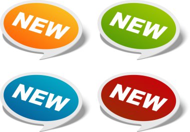 vector nieuwe bericht stickers set. gemakkelijk vervangen achtergrond en kleuren bewerken.
