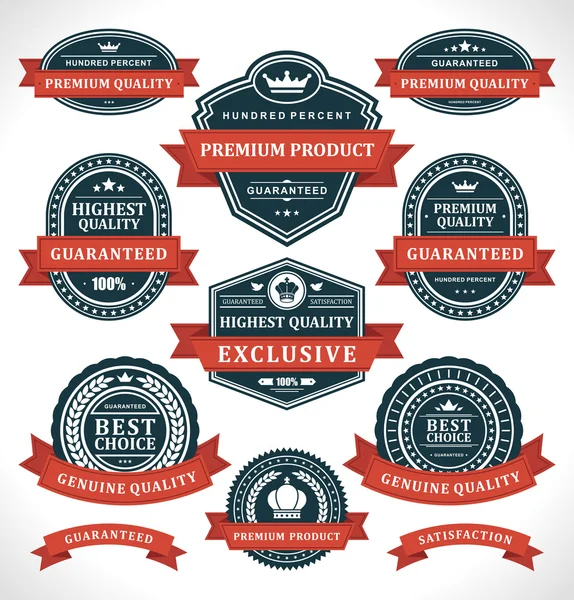 Vintage labels and ribbon retro style set. Vector design elements. — Stock Vector