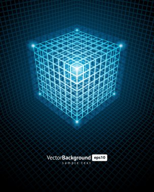 Abstract technology wire cube vector background clipart