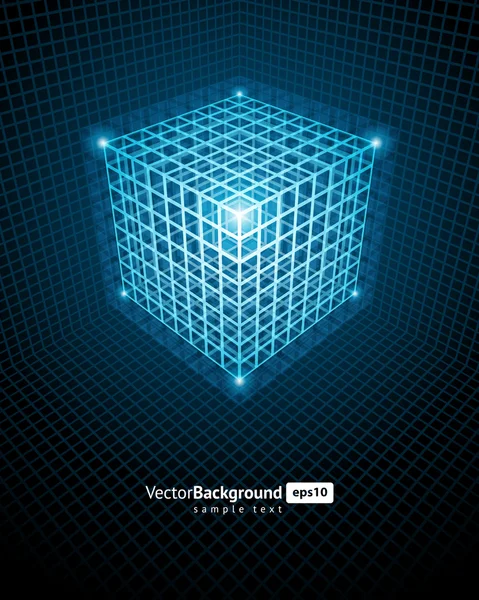 Technologie abstraite fil cube vecteur fond — Image vectorielle