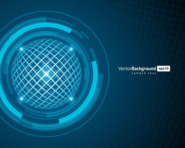 抽象的な技術ワイヤー球のベクトルの背景 — ストックベクタ