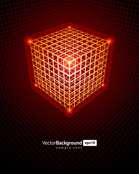 Abstraktní technologie drátu krychle vektorové pozadí — Stockový vektor
