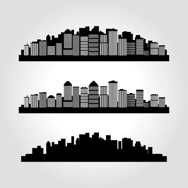 Conjunto de edificios de perspectiva vectorial silueta — Vector de stock