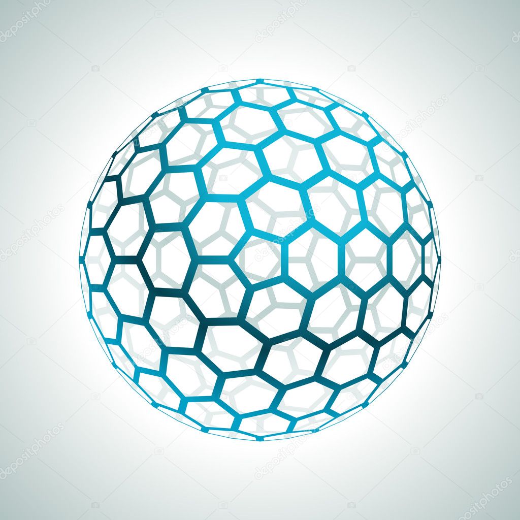 Abstract hexagonal 3d sphere vector background