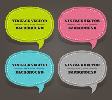 Vintage konuşma balonu dokulu kağıt üzerinde eski ayarlayın. EPS 10.