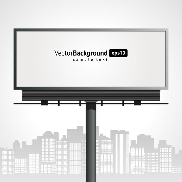 Billboard with urban horizon vector background