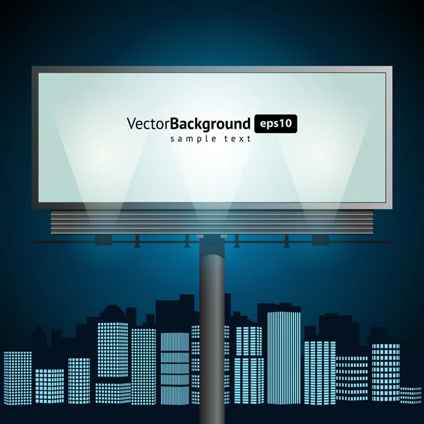 Billboard with urban horizon vector background — Stock Vector