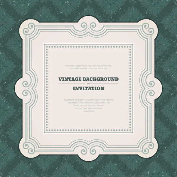 Tarjeta de felicitación de invitación vintage con adorno y patrón texturizado antiguo. Fondo vectorial Eps 10 . — Archivo Imágenes Vectoriales