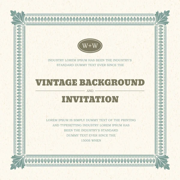 Vintage πρόσκληση ευχετήρια κάρτα με στολίδι και παλιά υφή μοτίβο. διάνυσμα φόντο eps 10. — Διανυσματικό Αρχείο